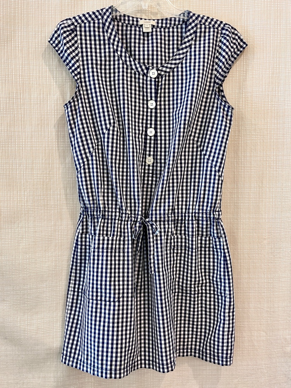 J Crew Gingham Preppy Cotton Dress Cap Sleeves Beach Cover Up Summer Dress